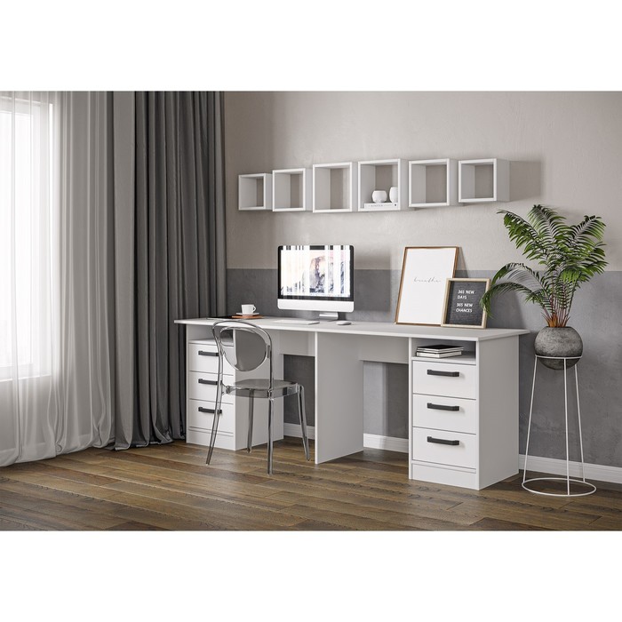 

Клик Мебель Стол письменый СТН-3 2040х600х750 берилл белый/белый глянец, СТН-3