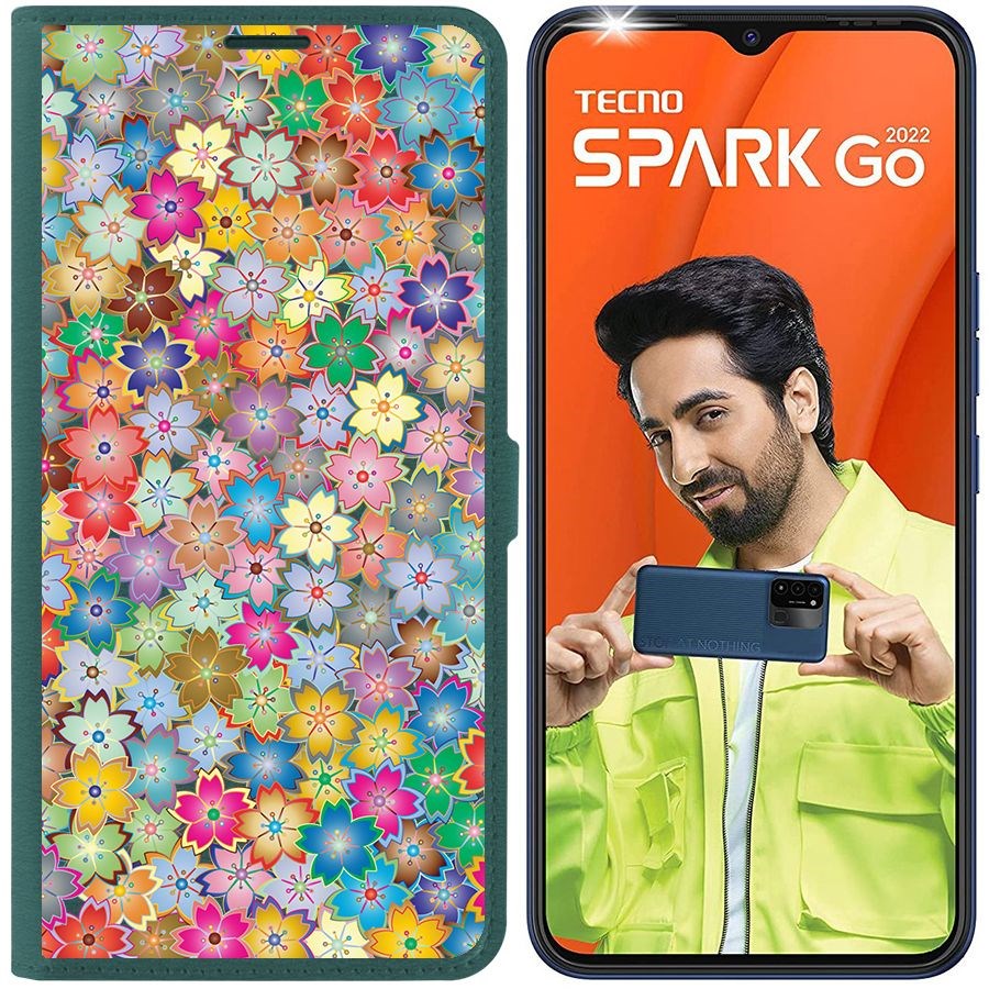 

Чехол-книжка Eco Book для Tecno Spark Go 2022 Цветочный паттерн 4, Зеленый