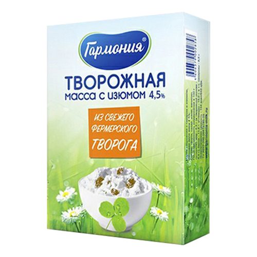 

Творожная масса Гармония с изюмом 4,5%