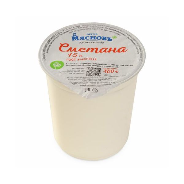 

Сметана МясновЪ ФЕРМА ГОСТ термостатная 15% 200 г