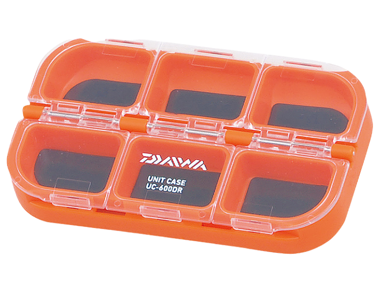 Коробка для приманки Daiwa UC-600DR, 6 отсеков, с магнитным держателем, оранжевая