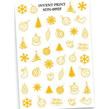 

Набор, iNVENT PRiNT, Слайдер-дизайн «Новый год. Зима. Золотые украшения» №SDNF-92, 2 шт., Золотистый