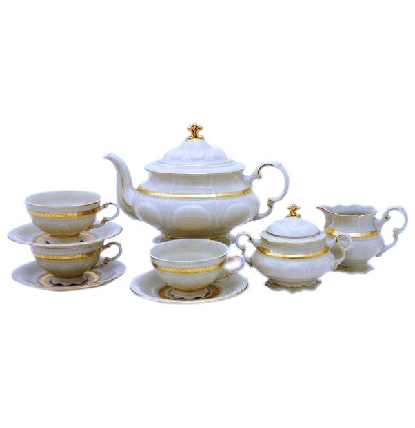 фото Чайный сервиз на 6 персон 15 предметов leander "соната отводка золото" 158216