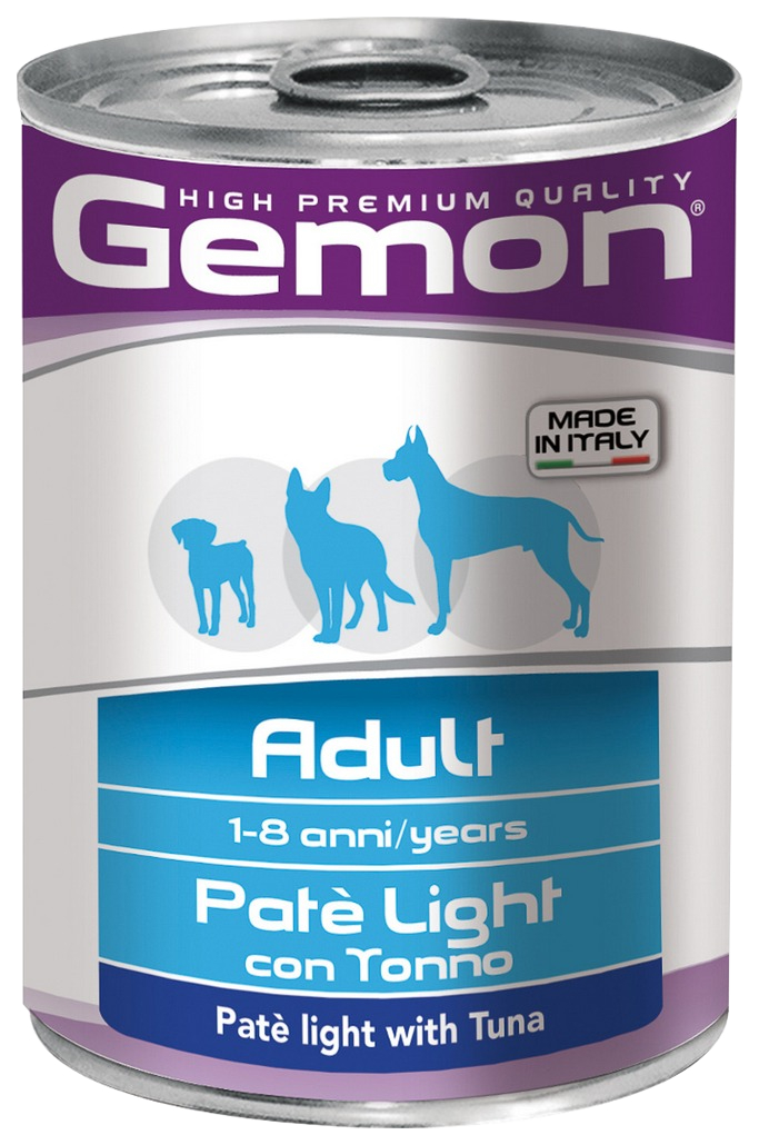 

Консервы для собак Gemon Dog Light облегченный паштет, тунец, 400 г