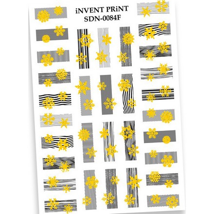 фото Набор, invent print, слайдер-дизайн «новый год. зима. золотые снежинки» №sdnf-84, 2 шт.