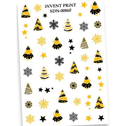 фото Набор, invent print, слайдер-дизайн «новый год. зима. золото. елочки» №sdnf-86, 2 шт.