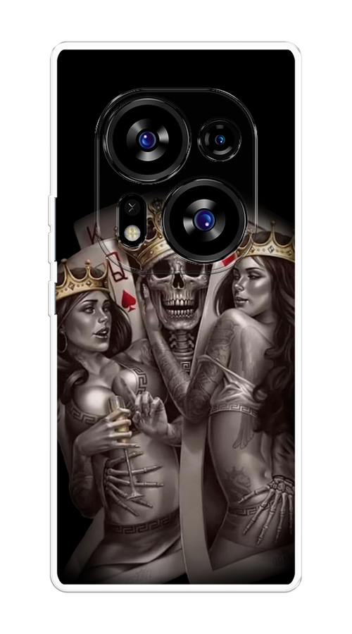 

Чехол на Tecno Phantom X2/X2 Pro "Карты король и королевы", Серый;желтый, 303250-6