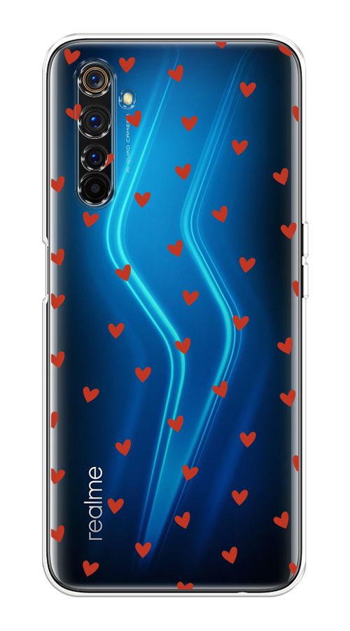 

Чехол на Realme 6 Pro "Red hearts", Красный;прозрачный, 252850-1