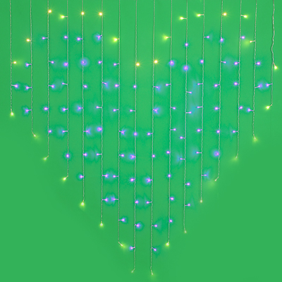 фото Световой занавес сноу бум сердце 1,5x1,5 м фиолетовый желтый