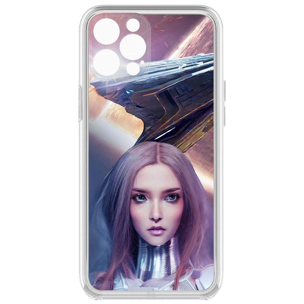 

Чехол-накладка Krutoff Clear Case Космодевушка для iPhone 12 Pro с защитой камеры