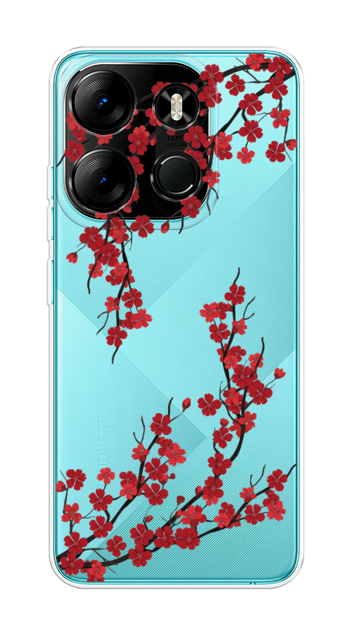 

Чехол на Tecno Spark Go 2023/Infinix Smart 7 "Красная сакура", Красный;черный, 303150-2