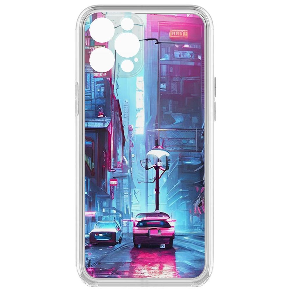 фото Чехол-накладка krutoff clear case киберпанк улица для iphone 12 pro с защитой камеры