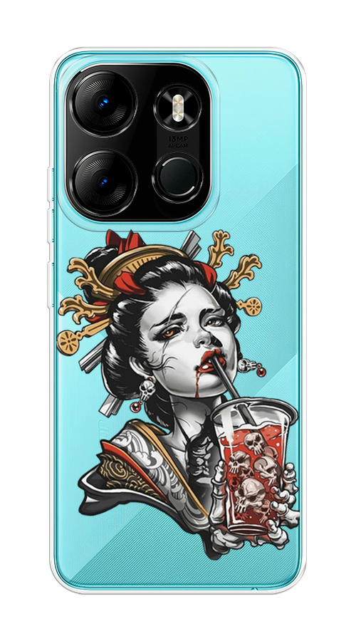 

Чехол на Tecno Spark Go 2023/Infinix Smart 7 "Опасная гейша", Красный;черный;серый, 303150-4