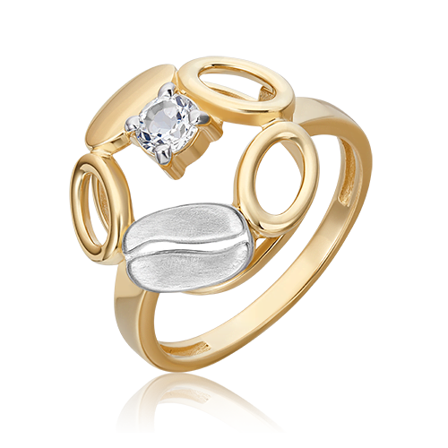 фото Кольцо из белого/желтого золота с топазом р.18 platina jewelry 01-5561-01-201-1121