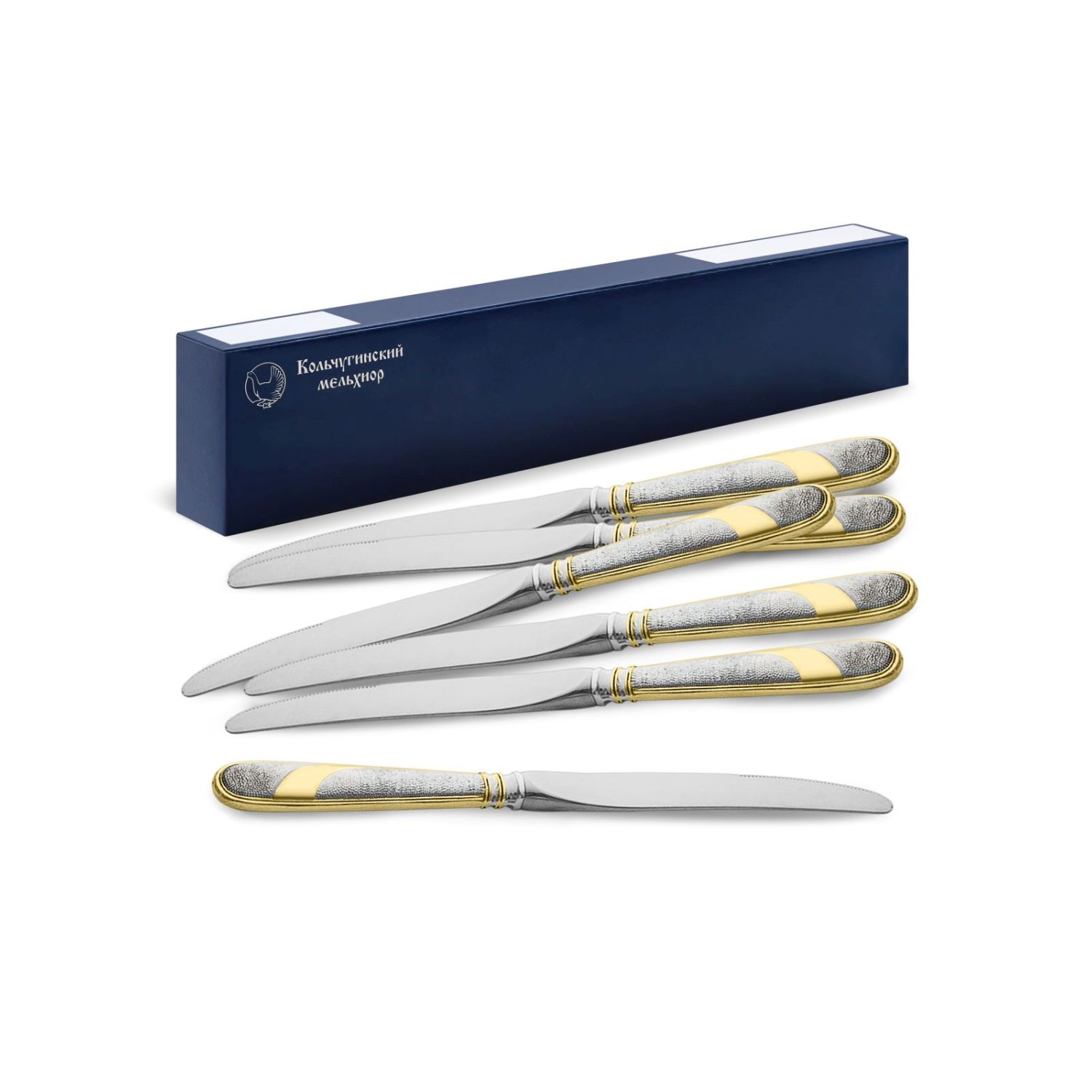 

Комплект столовых ножей Метелица посеребренный с позолотой 6 пр., Серебристый, КМ8550602