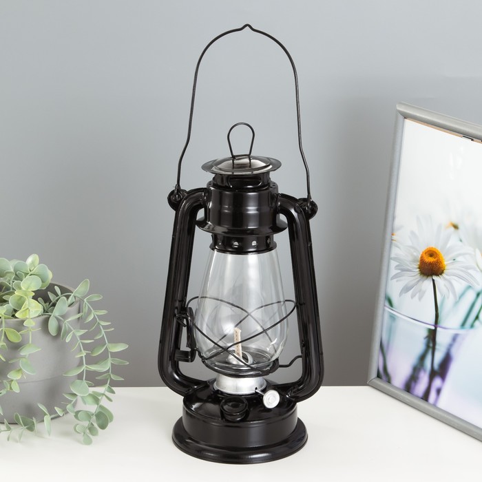 фото Risalux керосиновая лампа декоративная черный 14х18х30 см