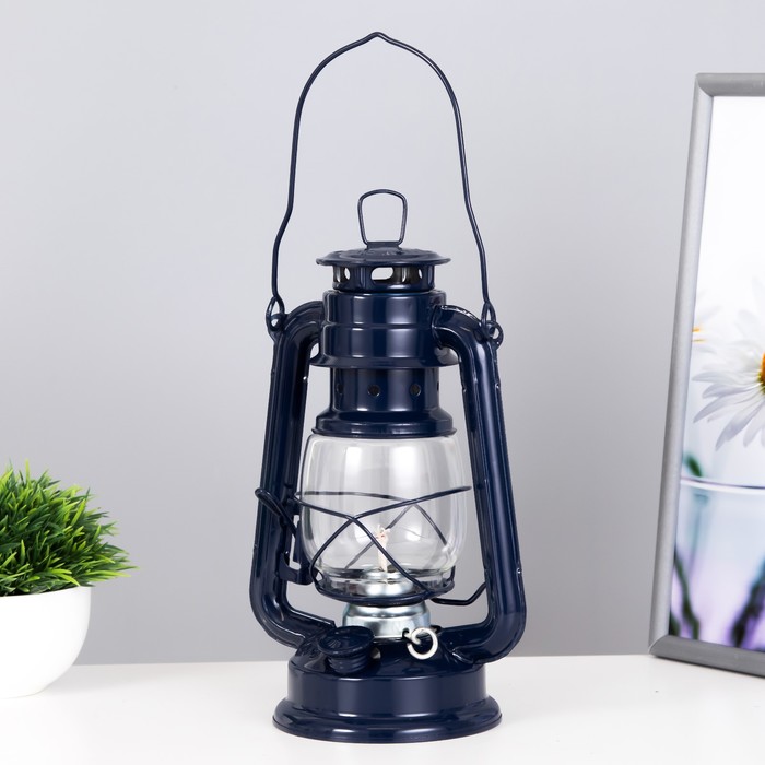 фото Risalux керосиновая лампа декоративная синий 11.5x15x25 см