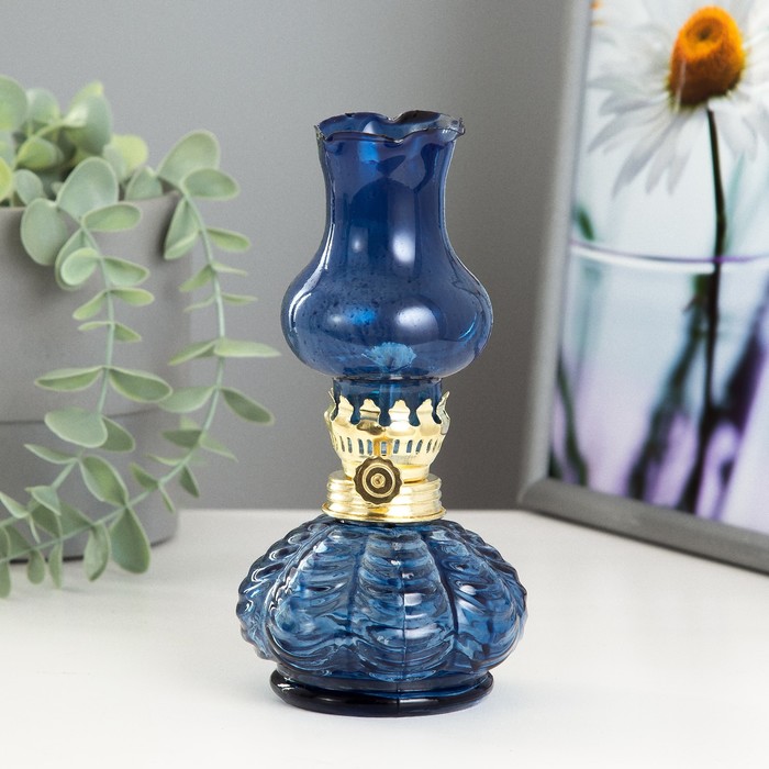 RISALUX Керосиновая лампа декоративная Алладин синий 8x8x18 см