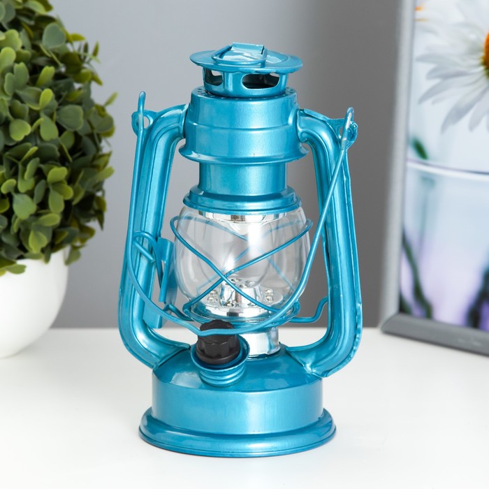 фото Risalux керосиновая лампа декоративная лазурный 9,5х13,5х18,5 см