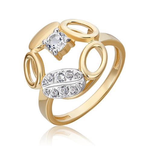 фото Кольцо из белого/желтого золота с топазом р.18 platina jewelry 01-5561-00-201-1121