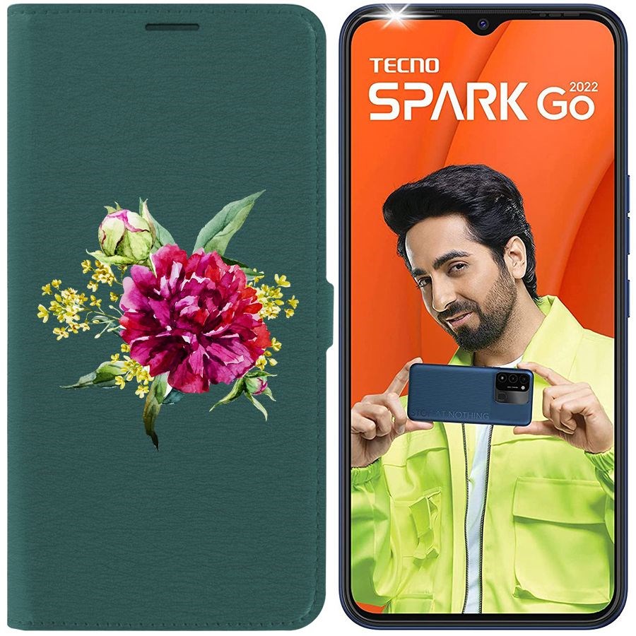 Чехол-книжка Eco Book для Tecno Spark Go 2022 Цветочная акварель