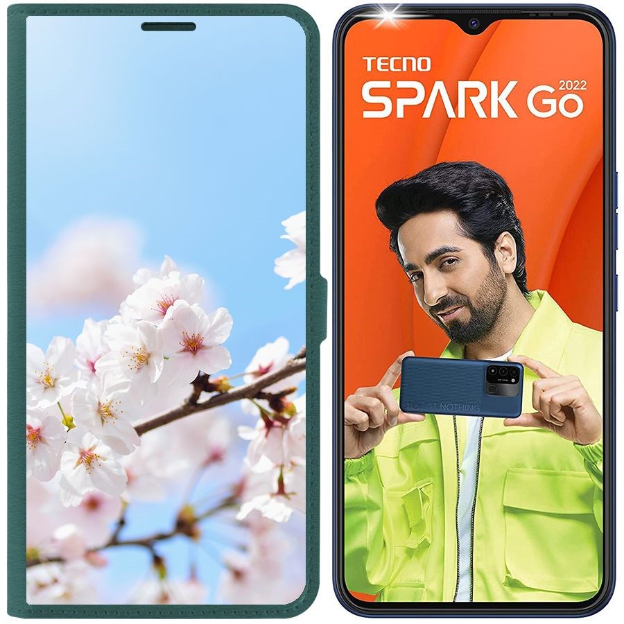 

Чехол-книжка Eco Book для Tecno Spark Go 2022 Цветение, Зеленый