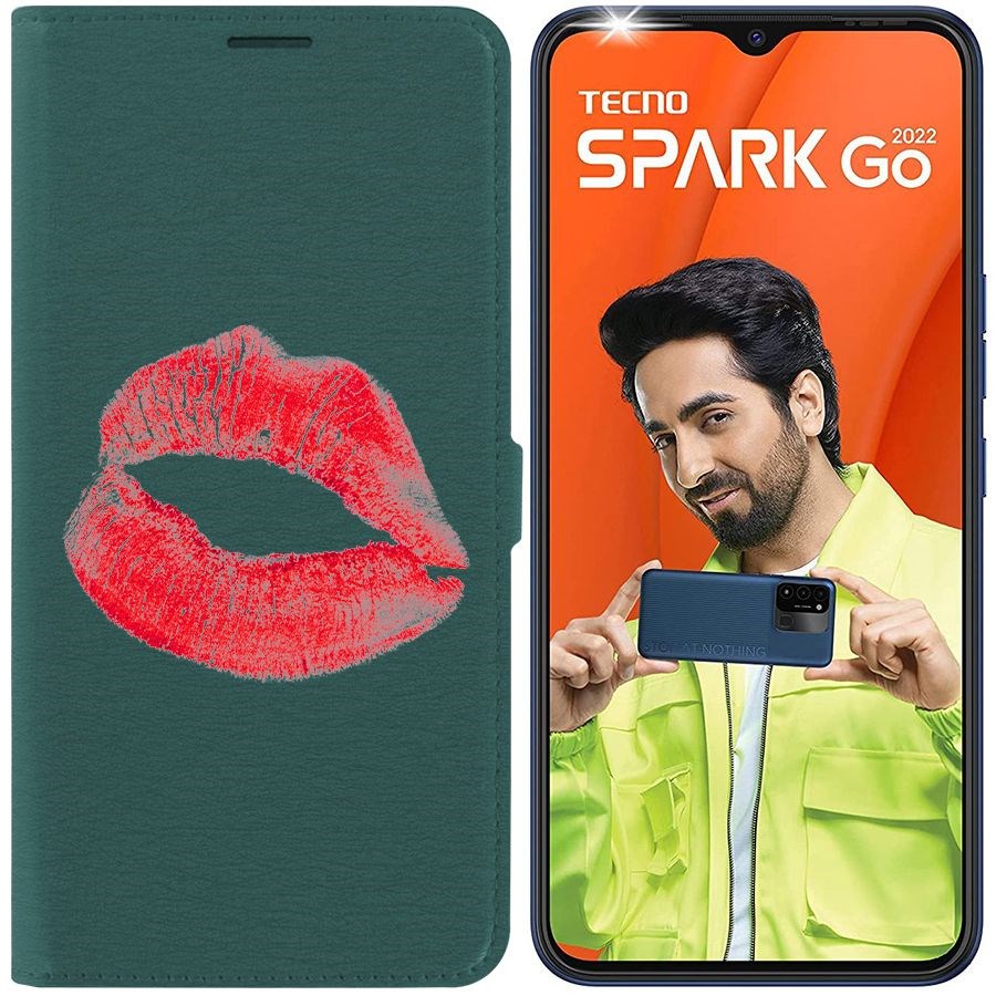 

Чехол-книжка Eco Book для Tecno Spark Go 2022 След помады, Зеленый