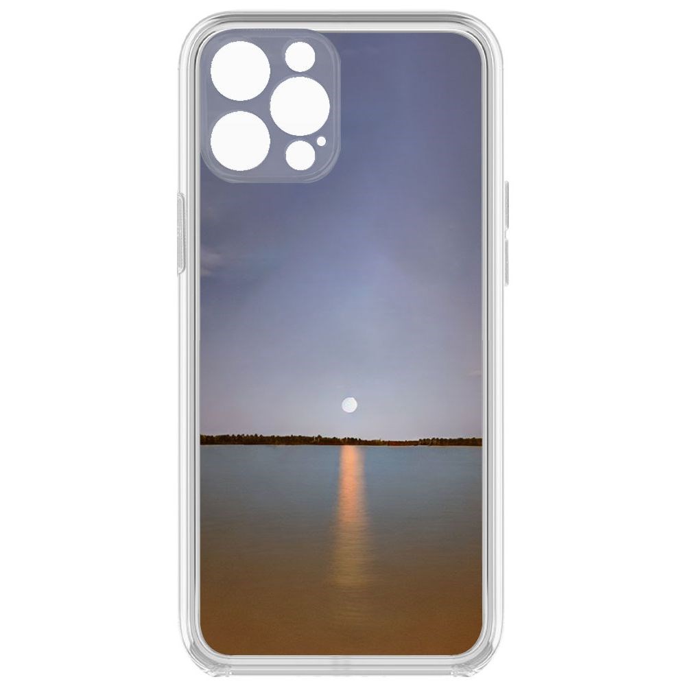 

Чехол-накладка Krutoff Clear Case Закат над рекой для iPhone 12 Pro с защитой камеры, Прозрачный