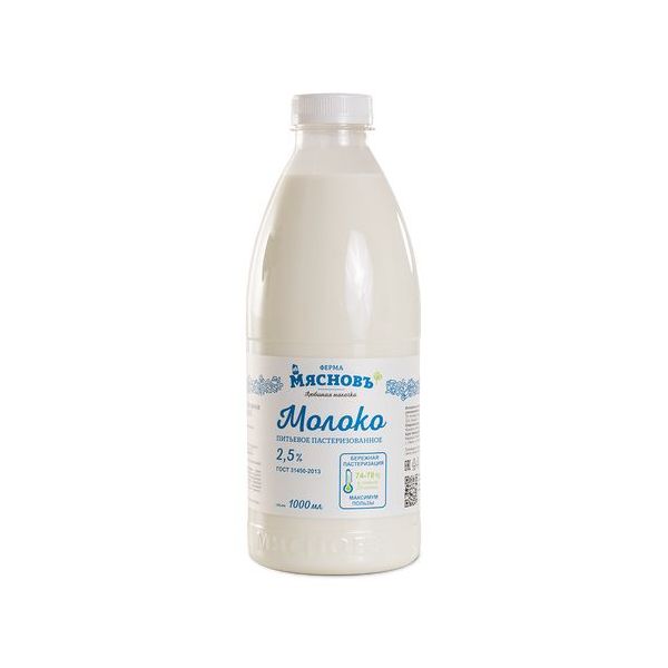 Молоко 2,5% пастеризованное 1 л МясновЪ ФЕРМА