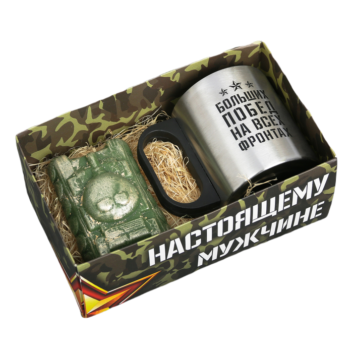 

Подарочный набор «Побед», кружка, мыло, Серебрянный