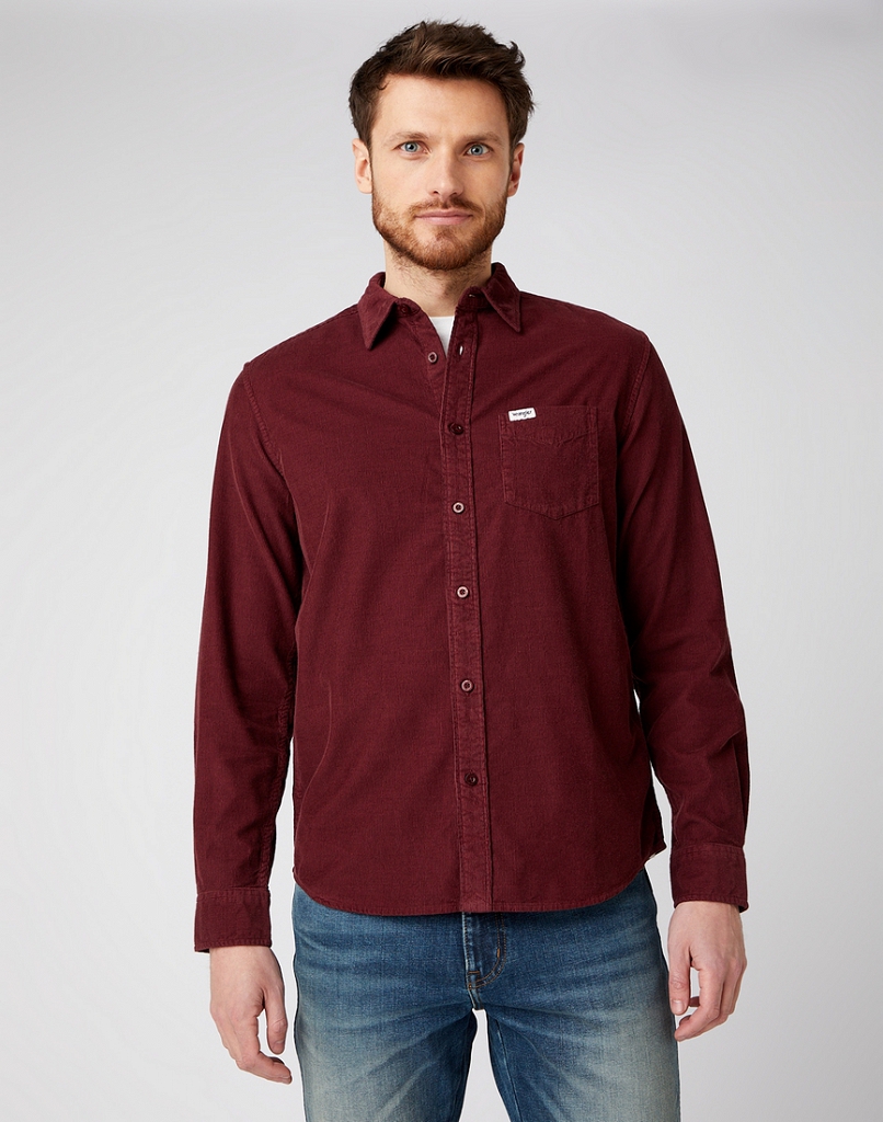 

Рубашка мужская Wrangler W5A14AX7O бордовая 2XL, W5A14AX7O