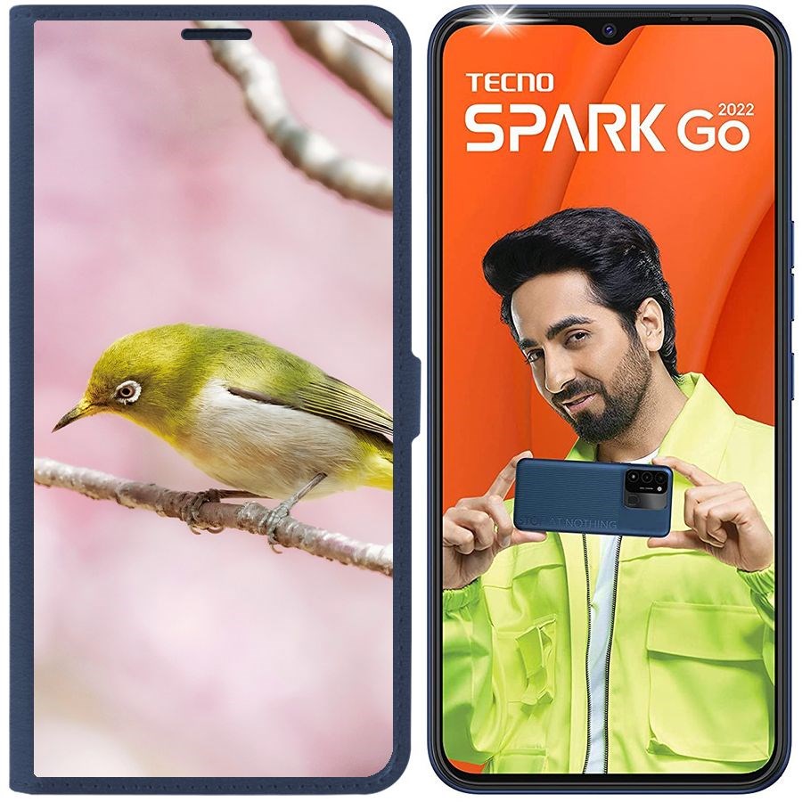 

Чехол-книжка Eco Book для Tecno Spark Go 2022 Японская белоглазка, Синий