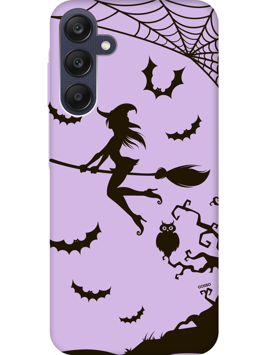 

Чехол на Samsung Galaxy A25 "Witch on a Broomstick" Soft Touch сиреневый, Фиолетовый;черный, 20012137