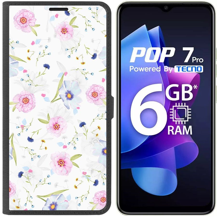 

Чехол-книжка Eco Book для Tecno Pop 7 Pro Цветочный паттерн 3