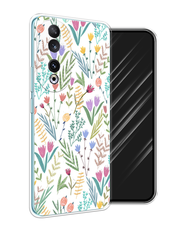 

Чехол Awog на Honor 90 "Полевые цветы рисунок", Белый;зеленый