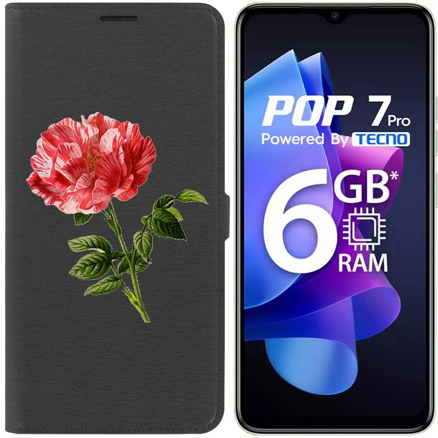 Чехол-книжка Eco Book для Tecno Pop 7 Pro Рисованная роза