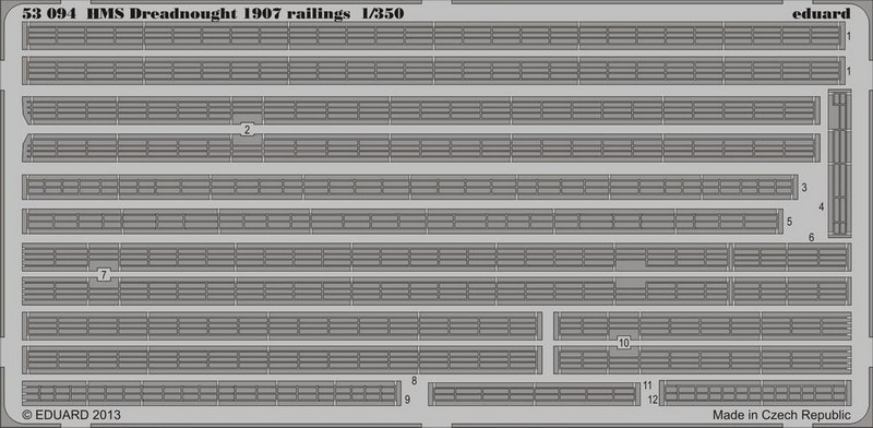 

Фототравление Eduard 53094 HMS Dreadnought 1907 railings 0 1/48