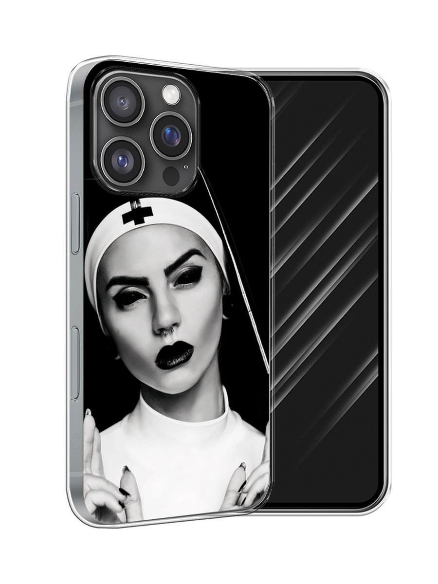 

Чехол Awog на Apple iPhone 16 Pro "Черная монашка", Серый;черный, 16250-1