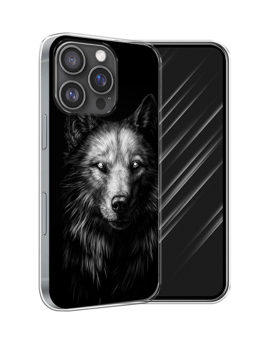 

Чехол Awog на Apple iPhone 16 Pro "Волк черно белый", Серый;бежевый;белый, 16250-1