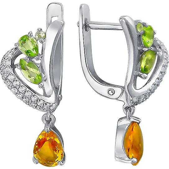 

Серьги женские из серебра Ювелирные традиции Т19С354154М2, хризолит/фианит/цитрин, Т19С354154М2