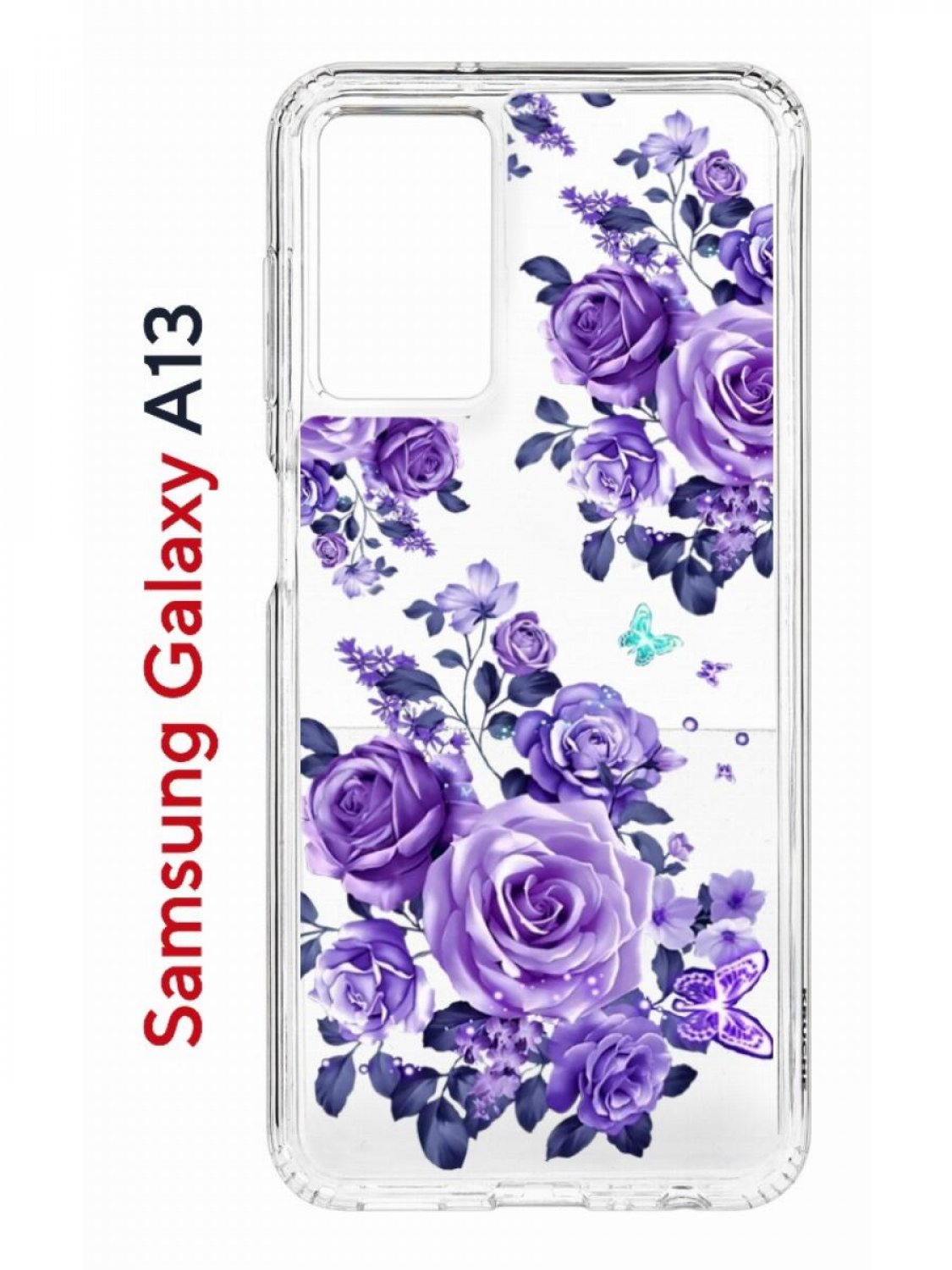 Чехол на Samsung A13 с принтом Kruche Print Roses, противоударный бампер, с защитой камеры