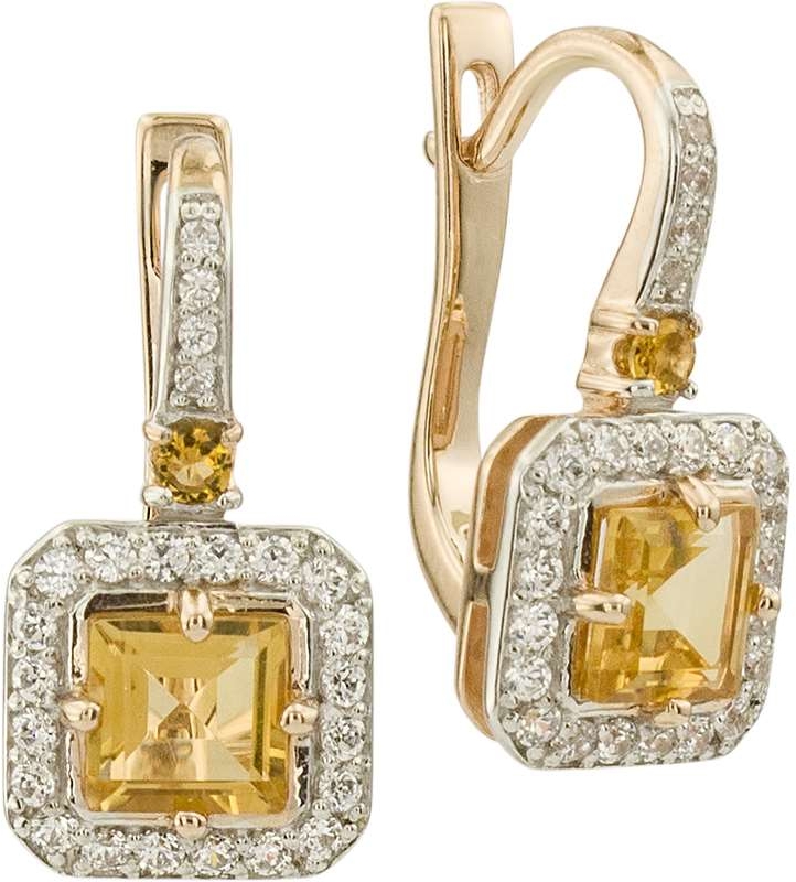 

Серьги женские из золота ALORIS 1724ЦКц, фианит/цитрин, 1724ЦКц