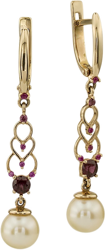 

Серьги женские из золота ALORIS 1704ЖРдКц, жемчуг/родолит/фианит, 1704ЖРдКц
