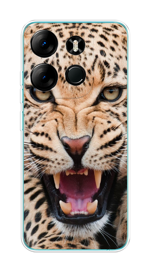 

Чехол на Tecno Spark Go 2023/Infinix Smart 7 "Леопард 3d", Бежевый;черный, 303150-6