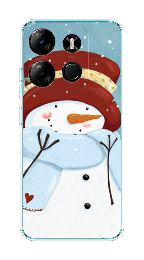 

Чехол на Tecno Spark Go 2023/Infinix Smart 7 "Застенчивый снеговик", Голубой;белый;красный, 303150-5