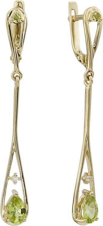 

Серьги женские из золота ALORIS 1551ХКц, хризолит/фианит