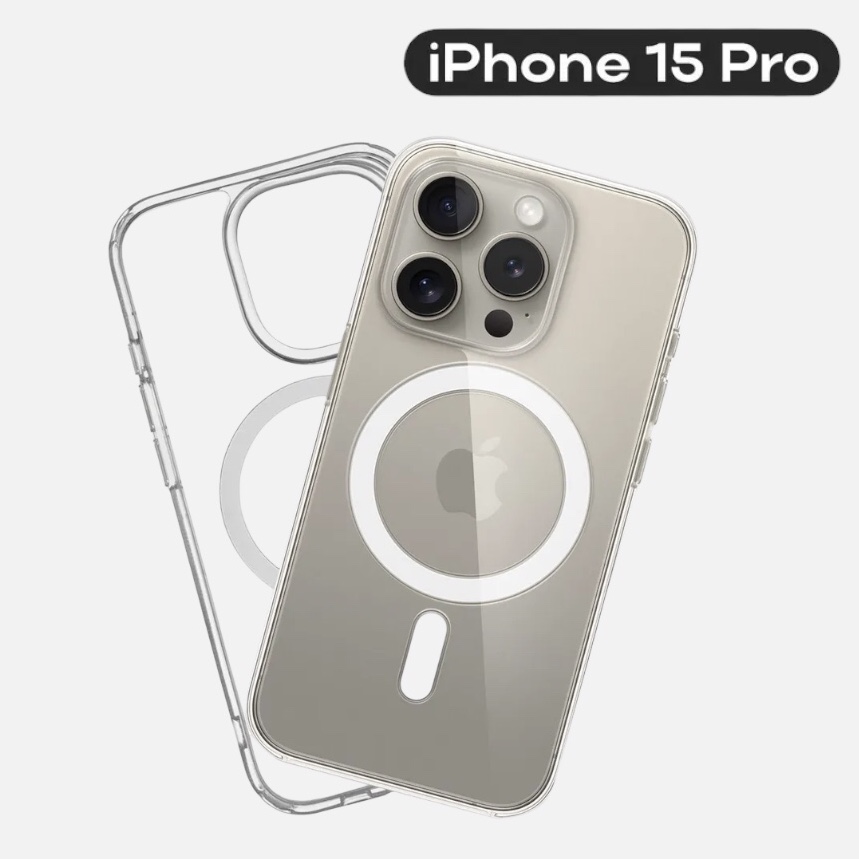 

Чехол на айфон 15 про, Прозрачный чехол с MagSafe для iPhone 15 Pro, iph15pro