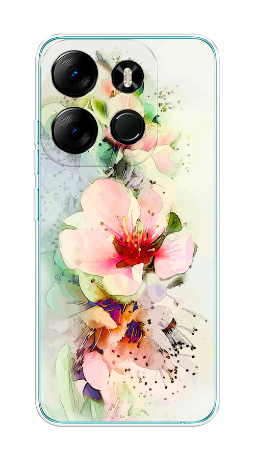 

Чехол на Tecno Spark Go 2023/Infinix Smart 7 "Нежные цветы", Зеленый;розовый, 303150-2