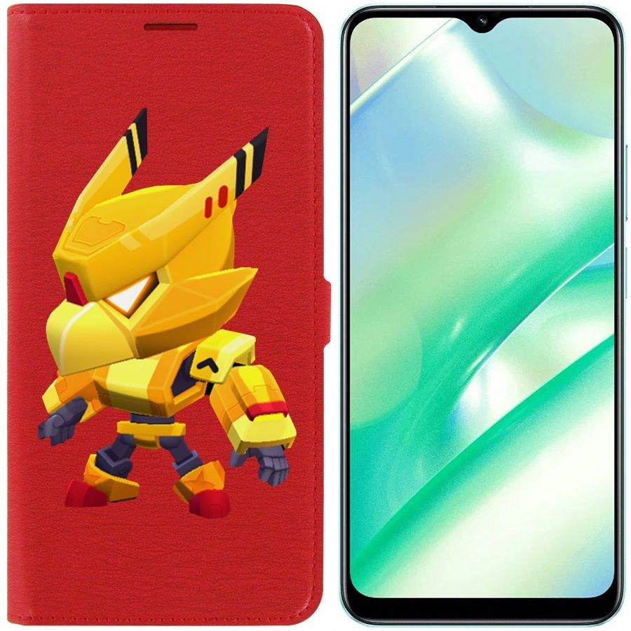 

Чехол-книжка Eco Book для Realme C33 Brawl Stars-Ворон Золотой Меха