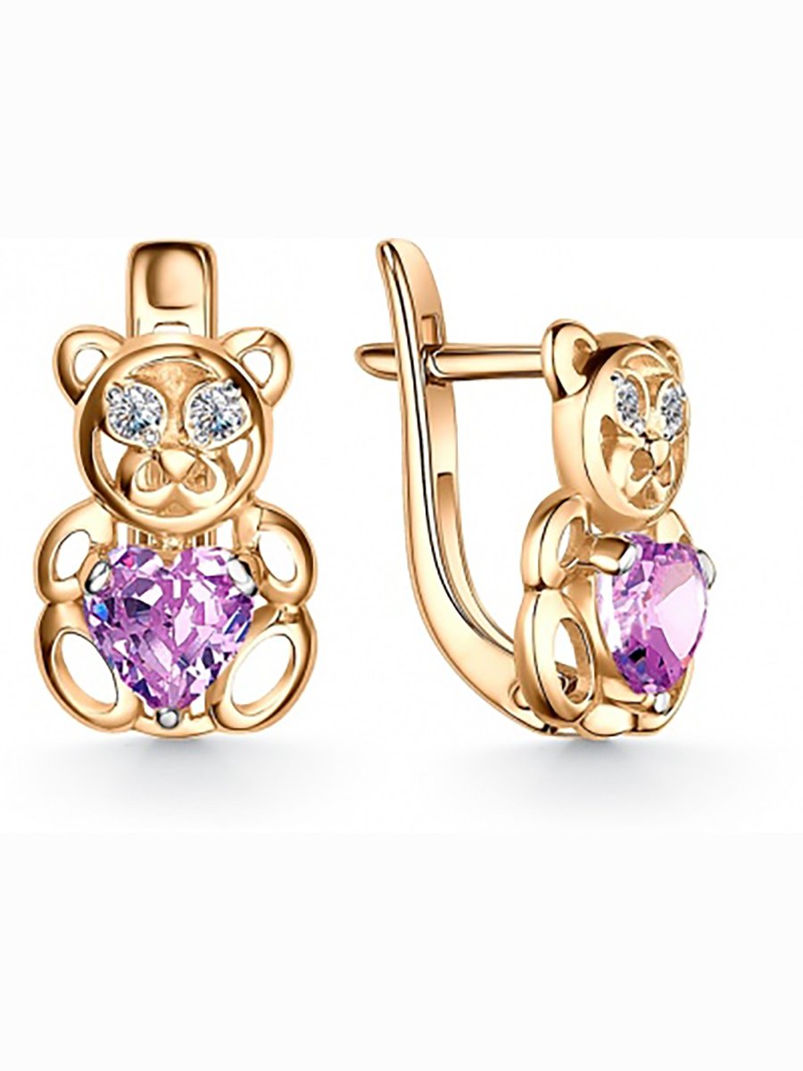 

Серьги Мишки с 6 фианитами из серебра с позолотой Вероника С639-540М2, С639-540М2